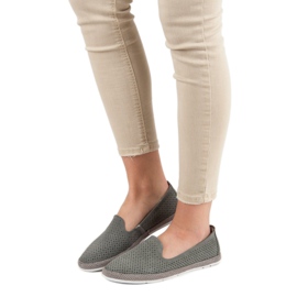 Filippo Durchbrochene Herren aus Leder grau 1