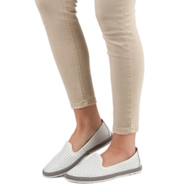 Filippo Durchbrochene Herren aus Leder weiß 1