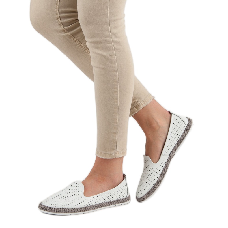 Filippo Durchbrochene Herren aus Leder weiß 2