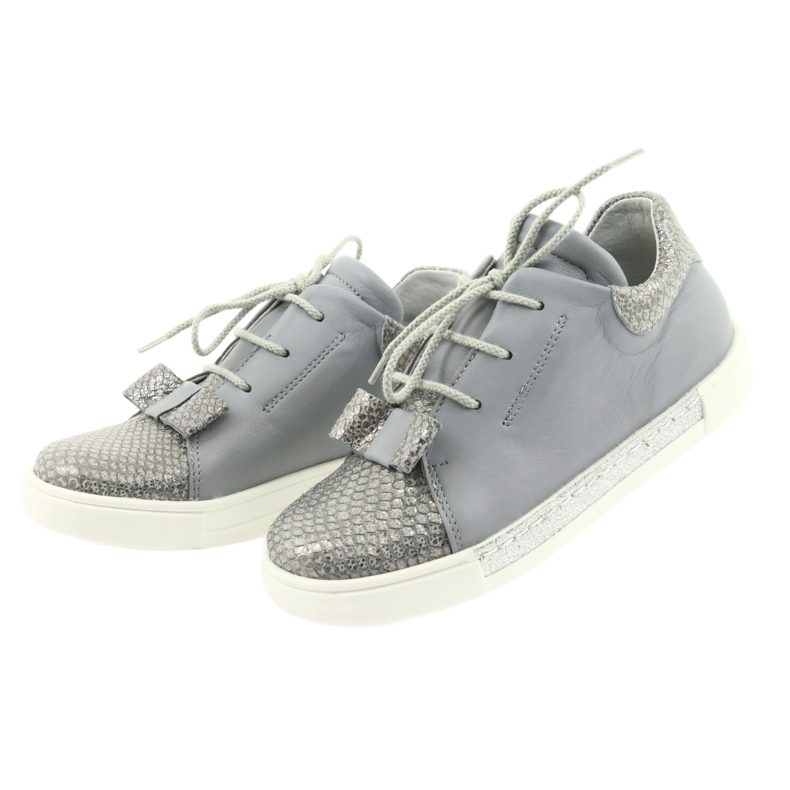 Mädchen-Lederschuhe RenBut 3303, grau und silber 3