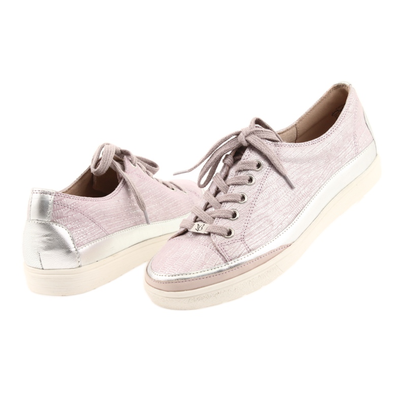 Caprice 23654 Sport-Sneaker aus Leder grau rosa 5