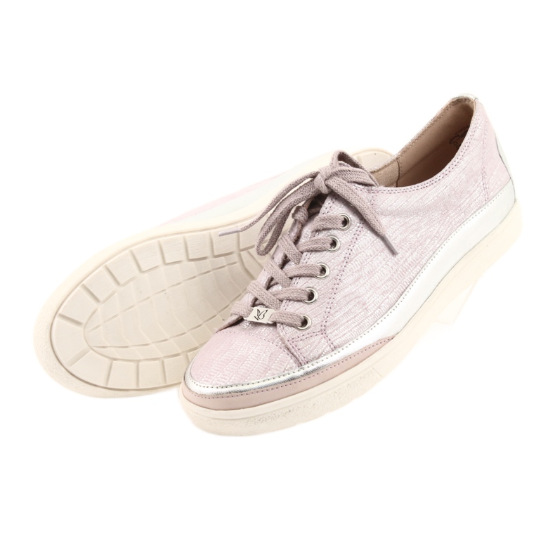 Caprice 23654 Sport-Sneaker aus Leder grau rosa 4