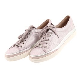 Caprice 23654 Sport-Sneaker aus Leder grau rosa 3