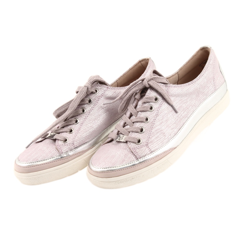 Caprice 23654 Sport-Sneaker aus Leder grau rosa 3