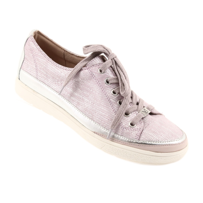 Caprice 23654 Sport-Sneaker aus Leder grau rosa 1