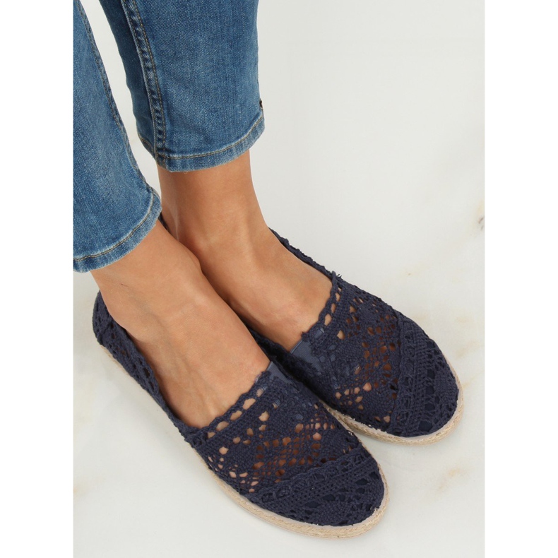 Marineblaue Espadrilles aus Spitze JX1020 Navy 1