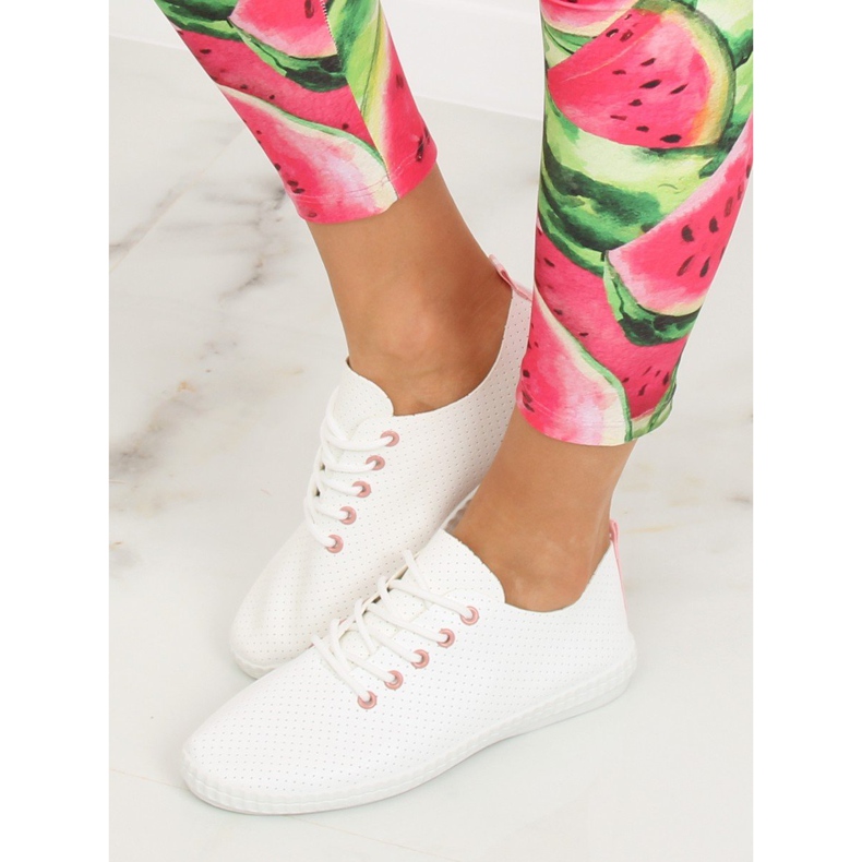 Weiße und rosafarbene Turnschuhe für Damen BO-1 Pink 1