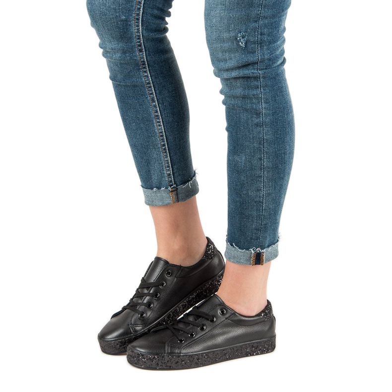 Sneakers mit Glitzersohle schwarz 2