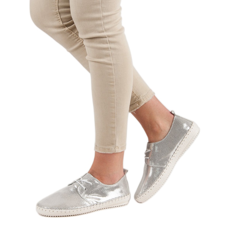 Filippo Silberne Lederschuhe grau 1