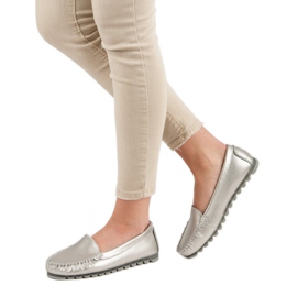 Filippo Silberne Lederslipper grau 2