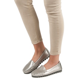 Filippo Silberne Lederslipper grau 1