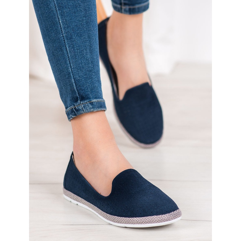 Filippo Durchbrochene Herren aus Leder blau 1