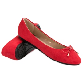 Ballerinas aus Wildleder mit Schleife rot 1