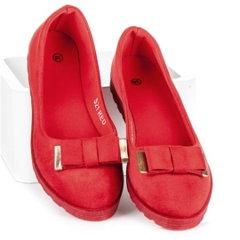 Ballerinas aus Wildleder mit Schleife rot 1