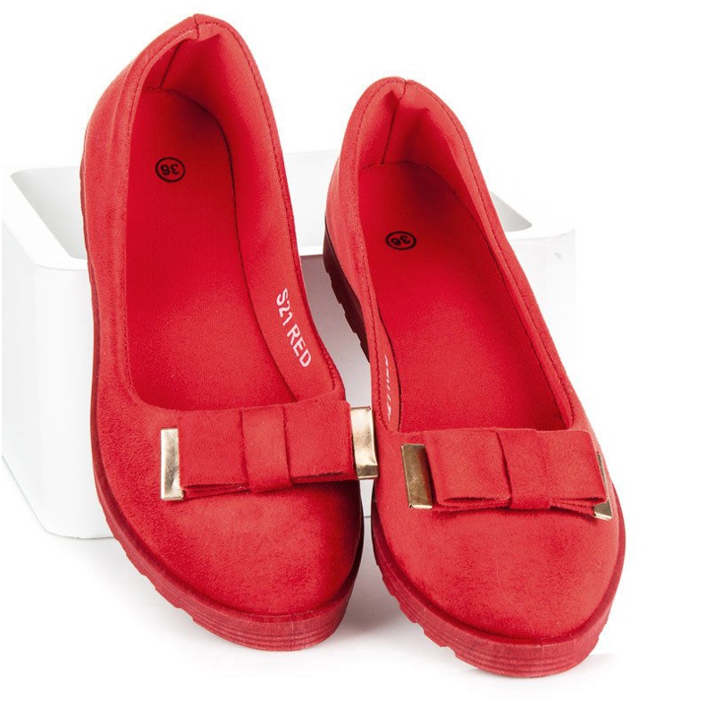Ballerinas aus Wildleder mit Schleife rot 1