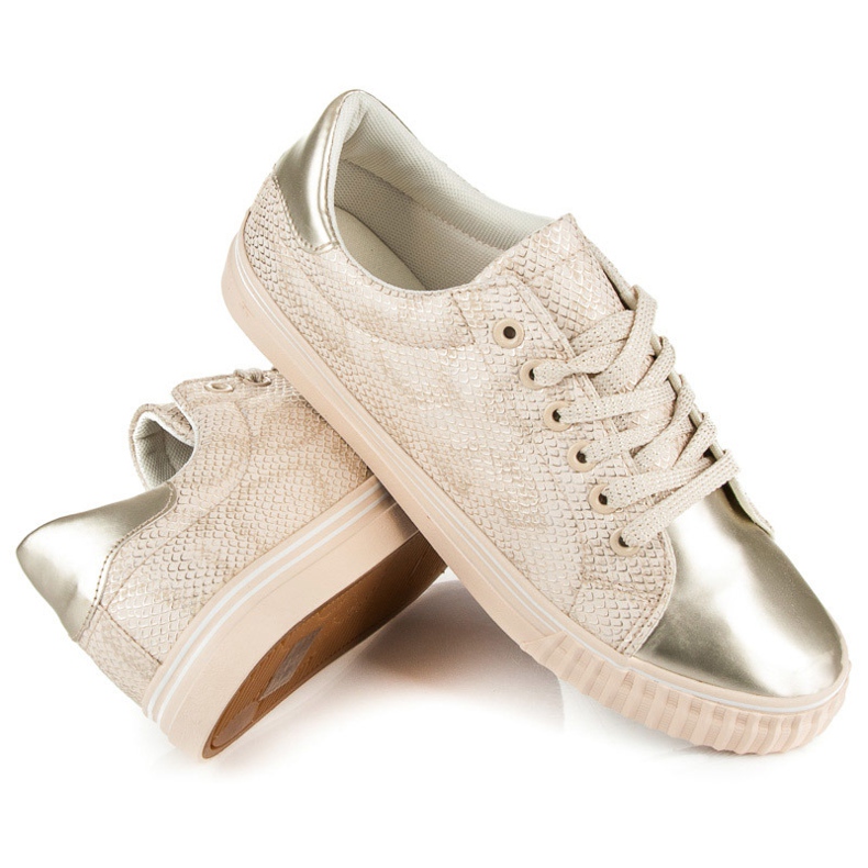 Sneakers mit glänzender Zehenpartie braun 1