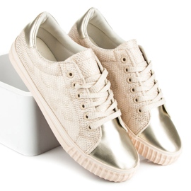 Sneakers mit glänzender Zehenpartie braun 2