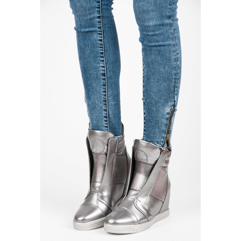 Mtt Sport Silberne Sneaker mit Keilabsatz grau 1