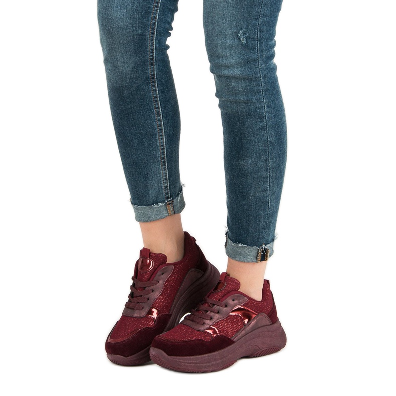 Burgunder-Sneaker auf der Plattform rot 1