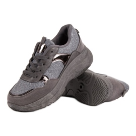 Glitzer-Turnschuhe auf der Plattform grau 1