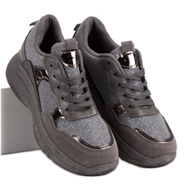 Glitzer-Turnschuhe auf der Plattform grau 2