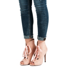 Bestelle Gebundene Stiefel mit offener Zehenpartie rosa 1