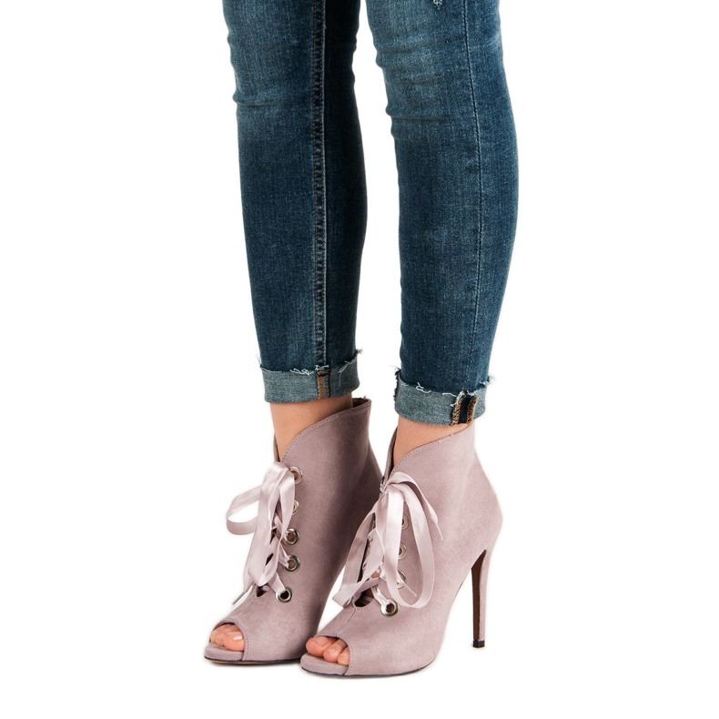 Bestelle Gebundene Stiefel mit offener Zehenpartie violett 1