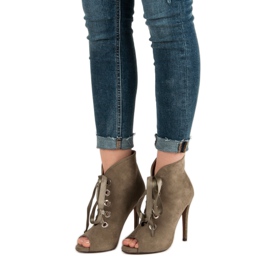 Bestelle Gebundene Stiefel mit offener Zehenpartie grün 1