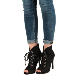 Bestelle Gebundene Stiefel mit offener Zehenpartie schwarz 1