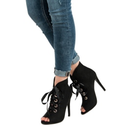 Bestelle Gebundene Stiefel mit offener Zehenpartie schwarz 2