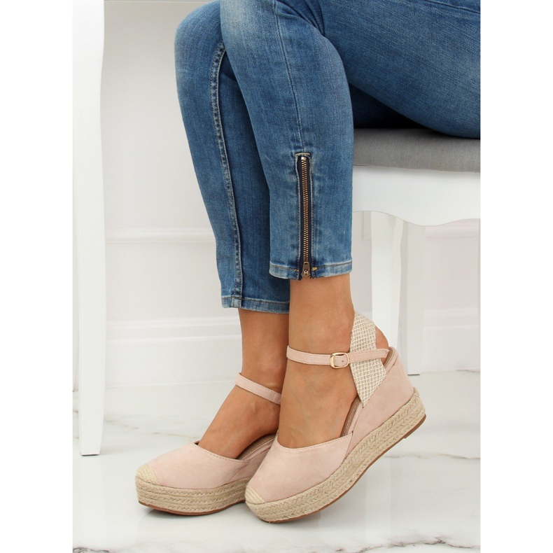 Espadrilles auf Keilabsatz beige und pink T331P Beige 1
