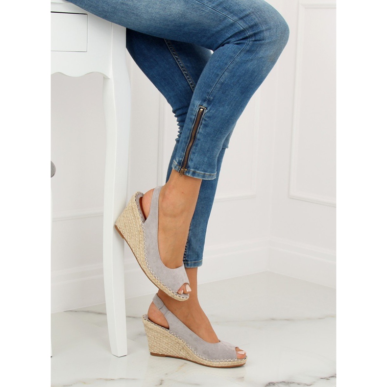 Graue Espadrilles auf Keilabsatz YY29P Grau 1
