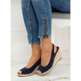 YY29P Blaue Espadrilles auf Keilabsatz navy blau 1