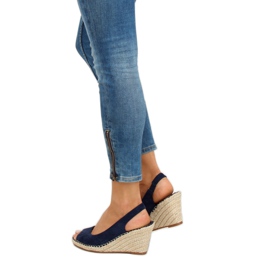 YY29P Blaue Espadrilles auf Keilabsatz navy blau 2