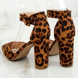 Pumps am Leoparden SY33P Leopard Post braun 2