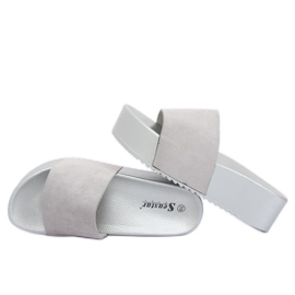 Grau CK76P Graue Hausschuhe mit hohen Sohlen 1