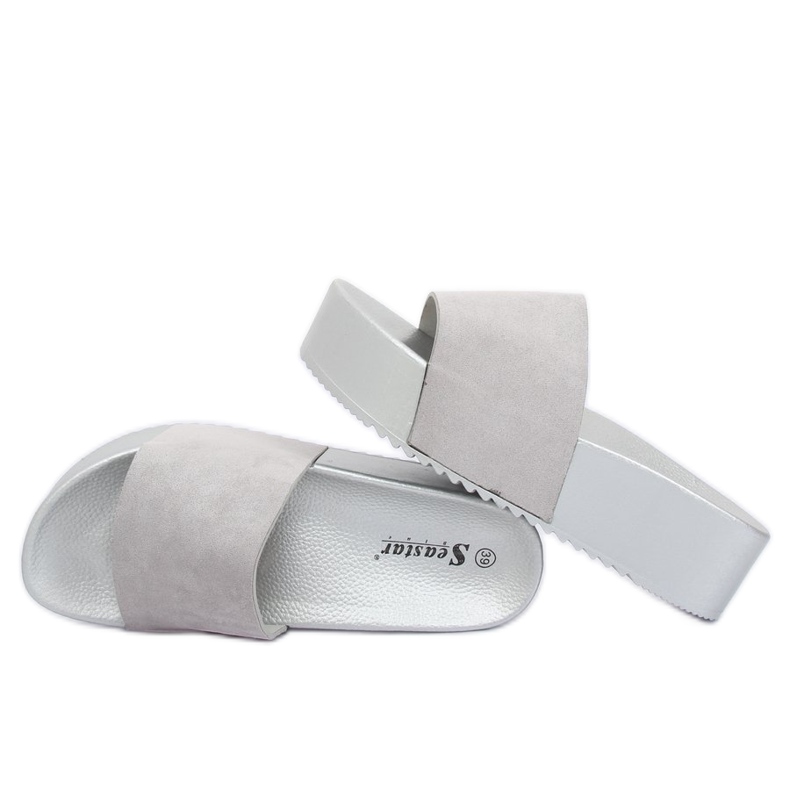 Grau CK76P Graue Hausschuhe mit hohen Sohlen 1