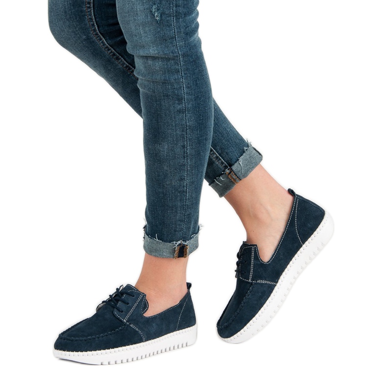 Filippo Schnürsenkel aus Leder blau navy blau 1