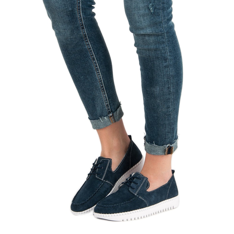 Filippo Schnürsenkel aus Leder blau marineblau 2
