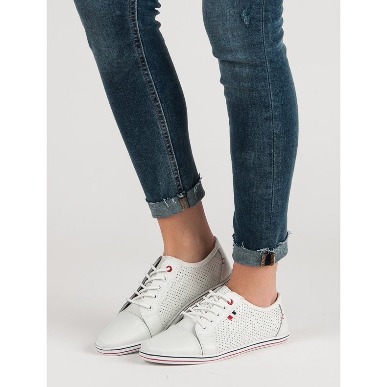 Filippo Durchbrochene Lederschuhe weiß 1