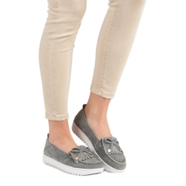 Filippo Modische Lederslipper grau 1