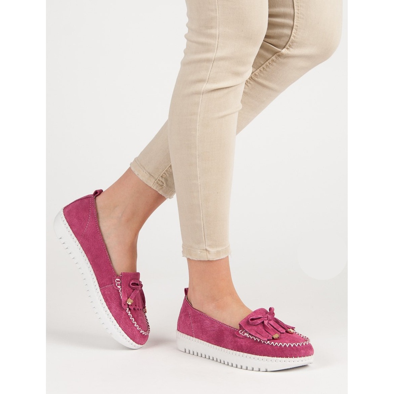 Filippo Modische Lederslipper rosa 1