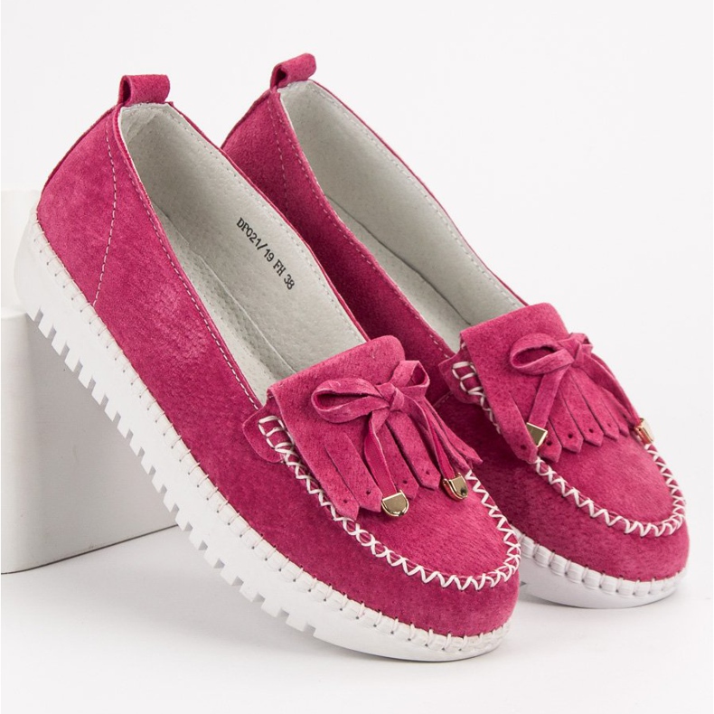 Filippo Modische Lederslipper rosa 2