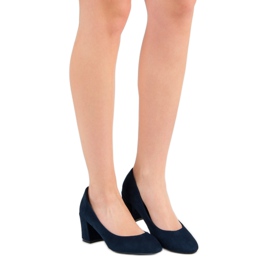 Ideal Shoes Marineblaue Pumps auf einer Säule 1