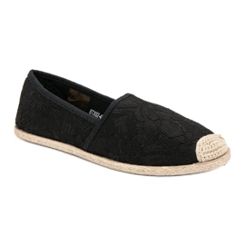 Schwarze Espadrilles aus Spitze 1