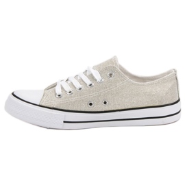 Silberne Sneaker mit Glitzer grau 1