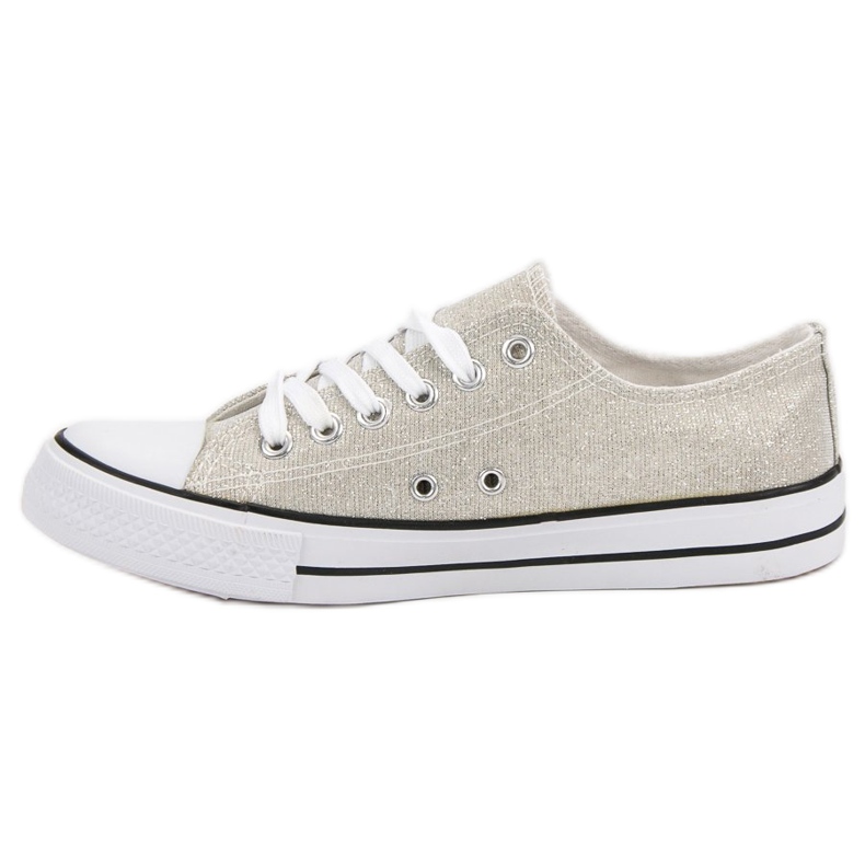 Silberne Sneaker mit Glitzer grau 1