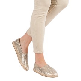 Goldene Espadrilles mit Kristallen 2