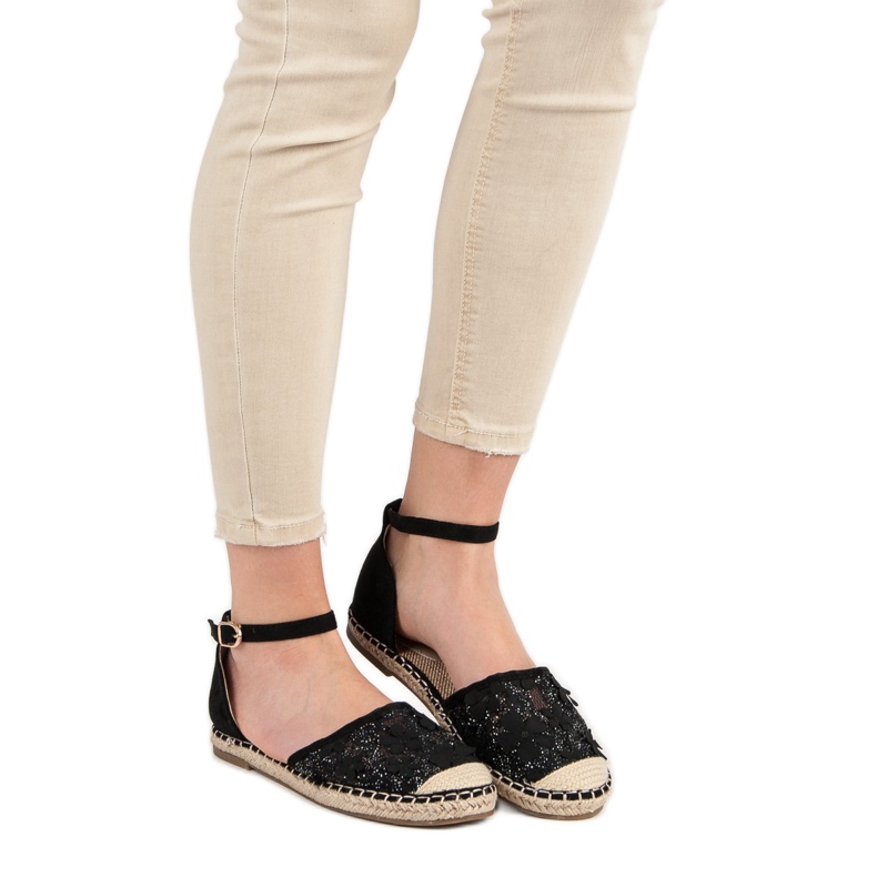 Nio Nio Espadrilles aus Spitze schwarz 1