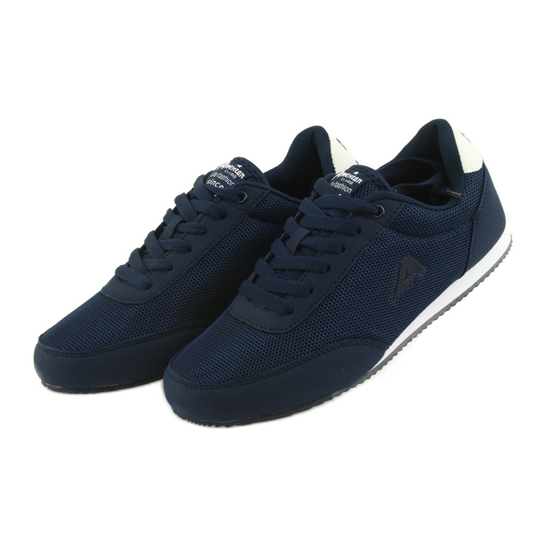 American Club Sports gebundene Schuhe weiß navy blau 3